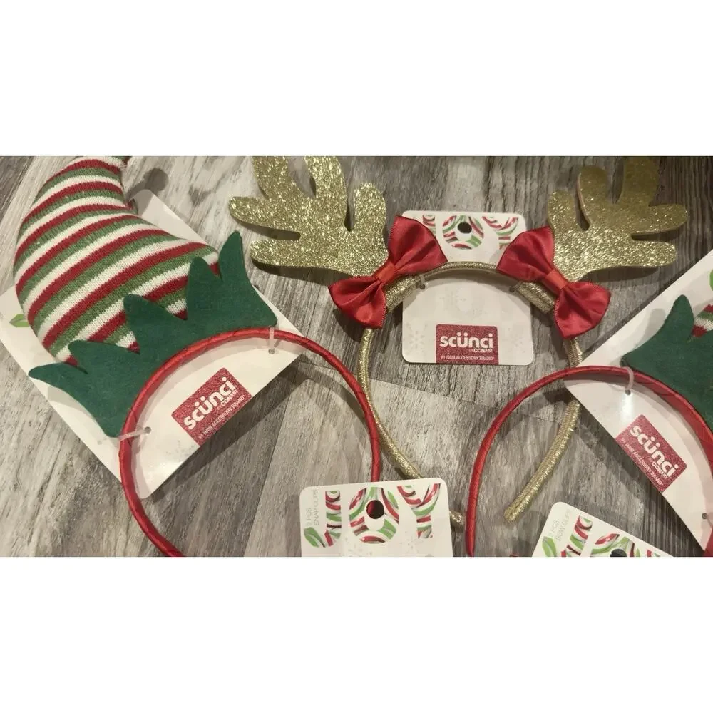 Scunci Christmas Hair Accessories Lot – Elf Hats, Reindeer Antlers, Bows, Clips